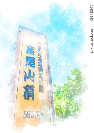 Takao mountain peak watercolor style Takao mountain peak watercolor style 48138845