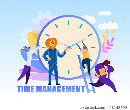 Time Management Flat Cartoon Vector Illustration 48142799