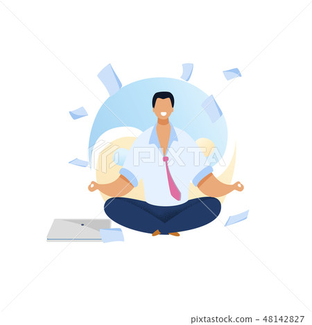 Office Worker Meditating Flat Vector Illustration 48142827