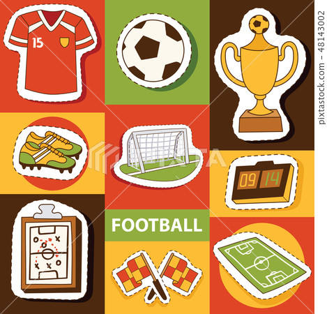 Soccer vector soccerball football pitch and sportswear of footballer or soccerplayer illustration Soccer vector soccerball football pitch and sportswear of footballer or soccerplayer illustration 48143002