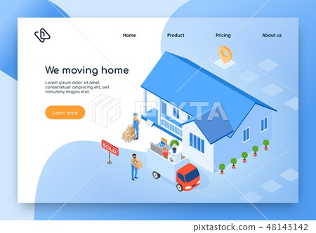 Home Moving Company Isometric Vector Website 48143142