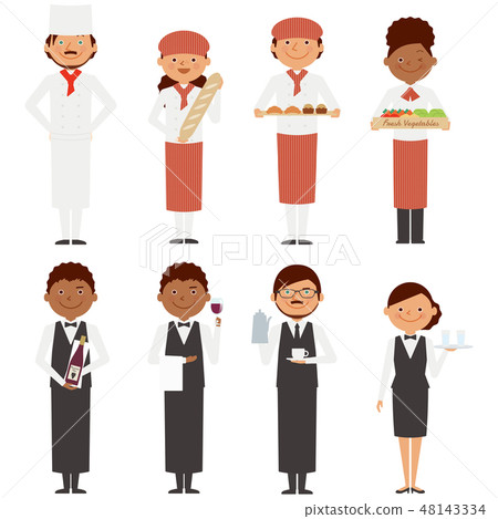 Restaurant Foreigner whole body man and woman working people set 48143334