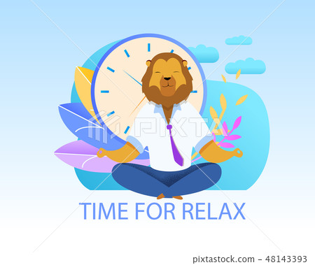 Office Worker with Lion Head Meditating Clipart 48143393