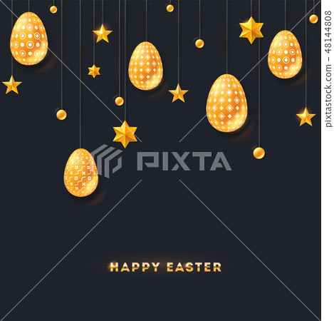 Festive banner with greeting for Happy Easter 48144808