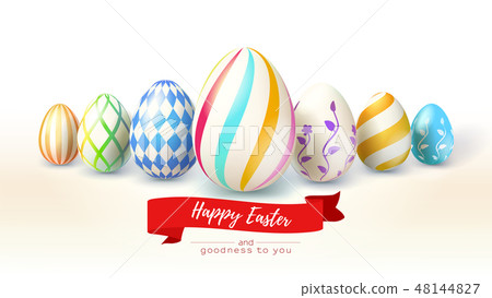 Happy Easter design of festive greetings cards Happy Easter design of festive greetings cards 48144827