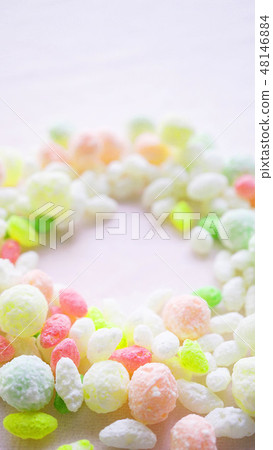 Pastel colored Hina Arare background frame material Stylish Copy space Colorful Cute Pastel colored Hina Arare background frame material Stylish Copy space Colorful Cute 48146884