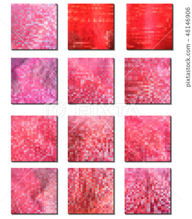 Shades of red.Vector set of pixel patterns-插圖素材 [48146906] - PIXTA圖庫
