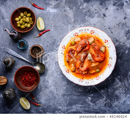 Fresh seafood soup 48146924