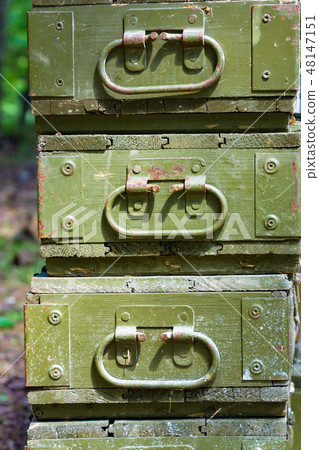 Soviet army ammunition boxes in patriotic park Soviet army ammunition boxes in patriotic park 48147151