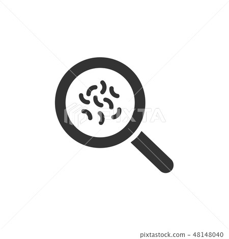 Magnifying glass with germs Magnifying glass with germs 48148040