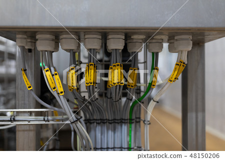 Neat bundles of wires are tied with bundles and signed 48150206