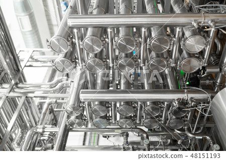 Chrome pipes close-up. Industrial background Chrome pipes close-up. Industrial background 48151193