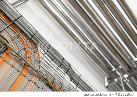 System of aluminum pipes at the food industry plant System of aluminum pipes at the food industry plant 48151206