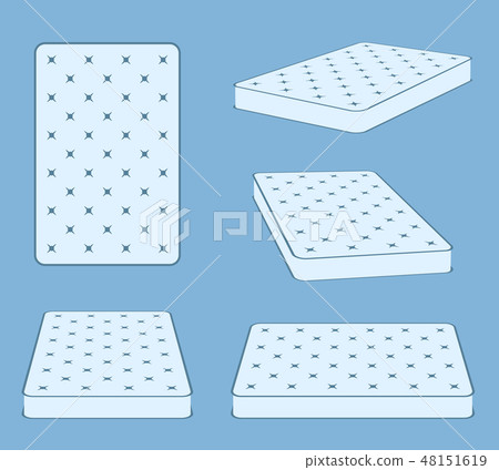 Padded comfortable sleeping bed mattress in different position vector template 48151619