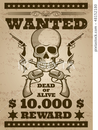 Retro wanted vector poster in wild west thematic 48152180