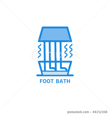 Foot bath line icon - treatment with warm water or relaxation in spa salon symbol. 48152308