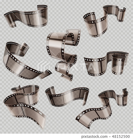 Retro 35mm foto and movie film roll vector set 48152500