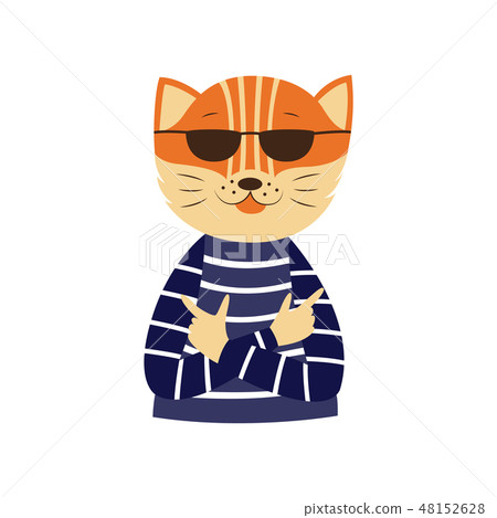 Hipster cat in sunglasses hands like a gun Hipster cat in sunglasses hands like a gun 48152628