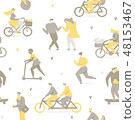 People riding bicycle in park 48153467