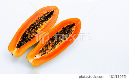 Papaya fruit on white background. Papaya fruit on white background. 48153955