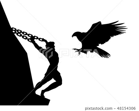 Prometheus god eagle silhouette ancient mythology fantasy 48154306