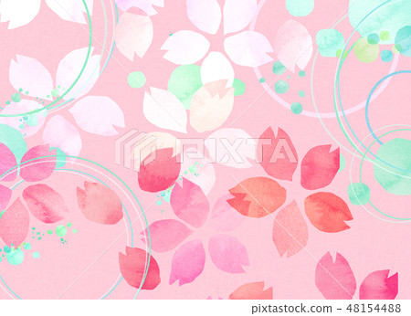 櫻花水彩風格紋理 48154488