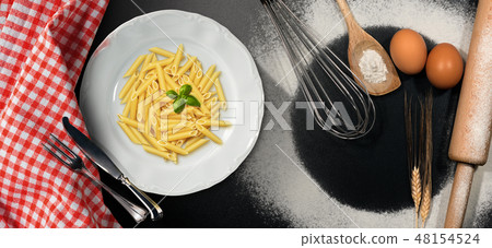 Dish of traditional Italian Pasta called Penne Dish of traditional Italian Pasta called Penne 48154524
