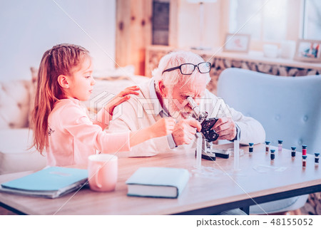 Interested grandpa feeling support while doing research Interested grandpa feeling support while doing research 48155052