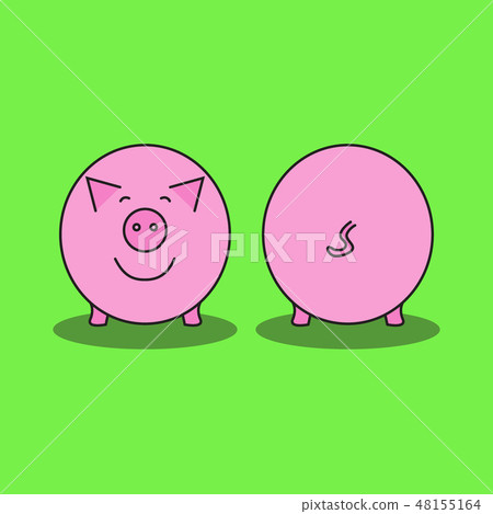 Pink pig. Front view and back view. 48155164
