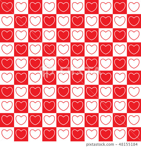 Checkered pattern with hearts 48155184