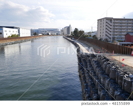 Earthquake proof construction of Yamazaki River Stock Photo