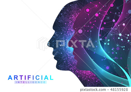 Futuristic Artificial Intelligence and Machine Learning Concept.. Human Big Data Visualization. Wave 48155928