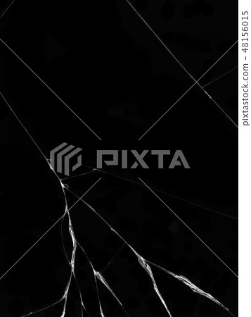Cracked glass texture on black background 48156015