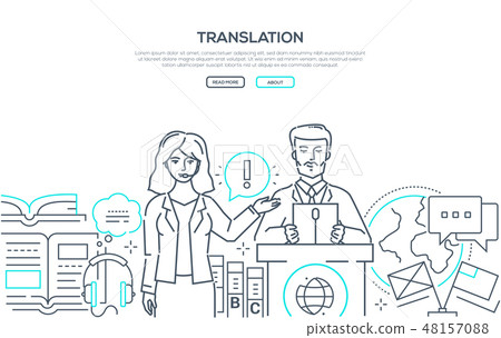 Translation - modern line design style web banner 48157088