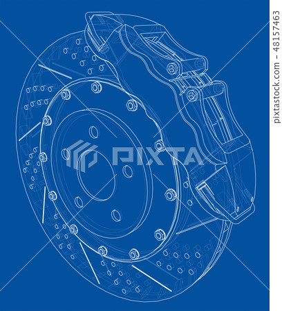 Brake disc outline. Vector rendering of 3d 48157463