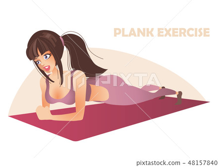 Woman making perfect body with the plank exercise. Woman making perfect body with the plank exercise. 48157840