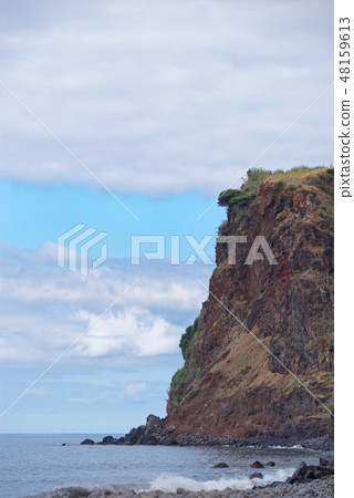 rocky coastline in Calheta. Madeira island 48159613