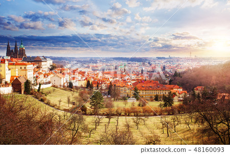 Beautiful cityscape skyline of Prague 48160093