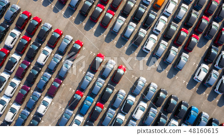 New car lined up in the port for business car New car lined up in the port for business car 48160615