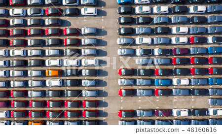 New car lined up in the port for business car New car lined up in the port for business car 48160616