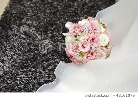Pink Wedding Bouquet and Prom Dress 48161079