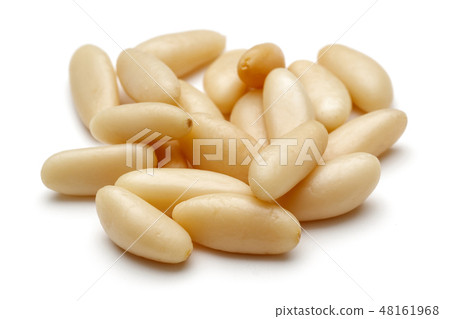 Heap of pine nuts isolated on white Heap of pine nuts isolated on white 48161968