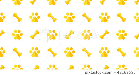 dog bone seamless pattern dog paw vector footprint 48162553