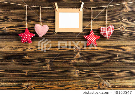 Hearts on wooden background 48163547