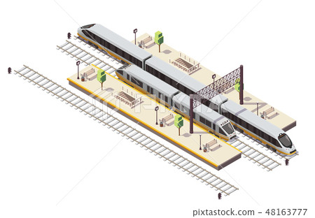 Train Railway Isometric Composition - Stock Illustration [48163777] - PIXTA