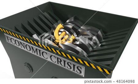 euro dropped in shredder. economic crisis concept. 3d illustration. 48164098