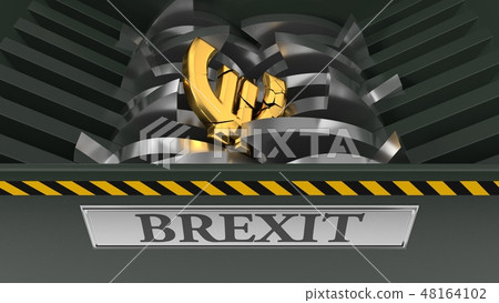 euro dropped in shredder. brexit crisis concept. 3d illustration. 48164102