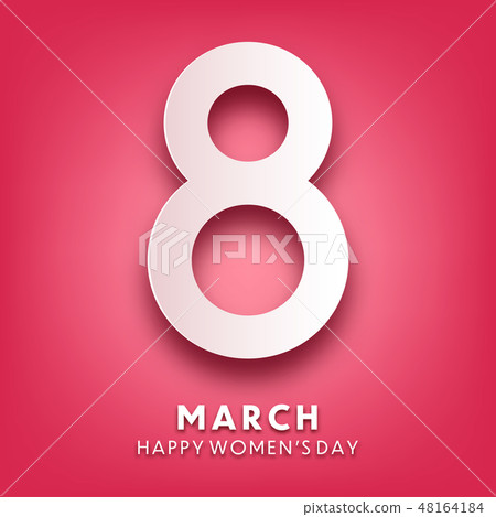 Women's day background with text. March 8 international holiday. Paper greeting card with number and Women's day background with text. March 8 international holiday. Paper greeting card with number and 48164184
