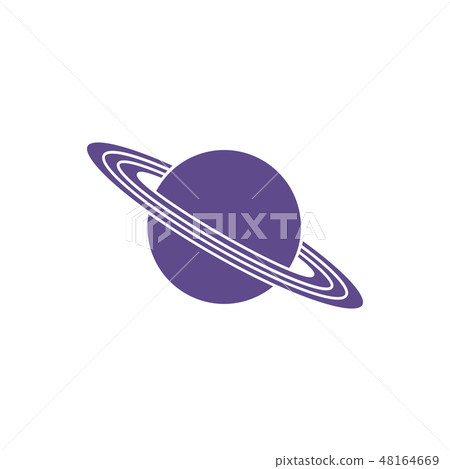 Vector icon planet Saturn with rings Astronomy. 48164669