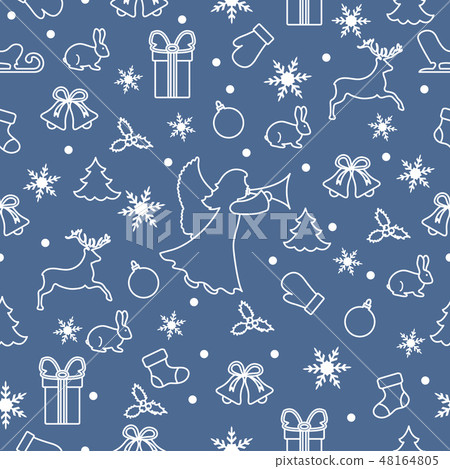 Happy New Year 2019 and Christmas seamless pattern 48164805